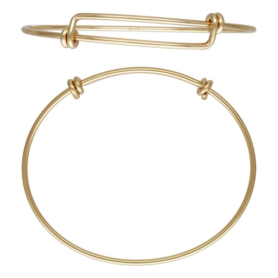 14Kt Gold Filled 7.0-8.5" 1.65mm Adjustable Bangle - 1pc/pk