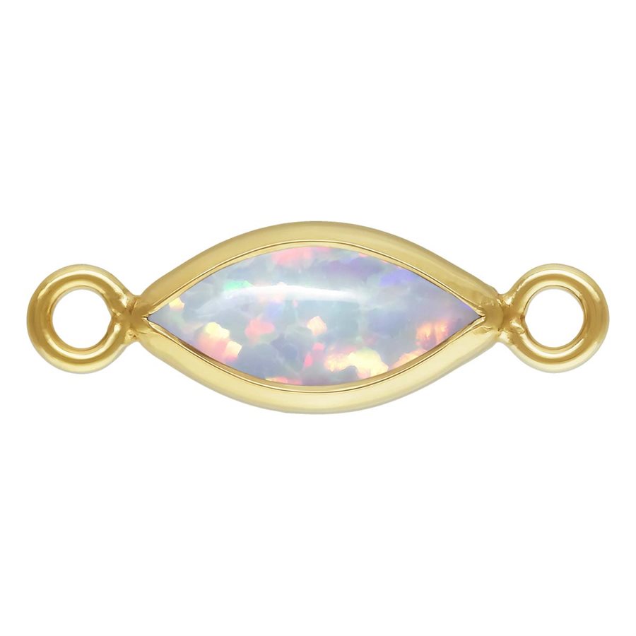 14Kt Gold Filled 3.0x6.0mm White Bello Opal Marquise Bezel Connector - 1Pc