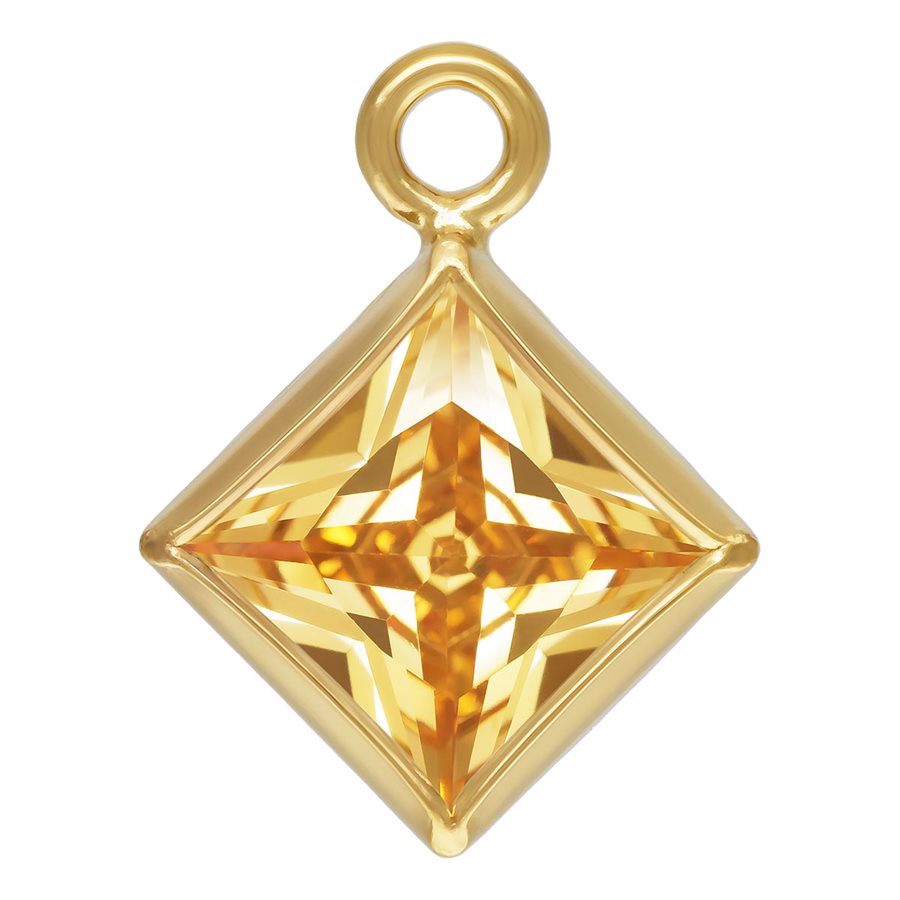 14Kt Gold Filled 4.0mm Champagne 3A CZ Square Bezel Drop - 1Pc