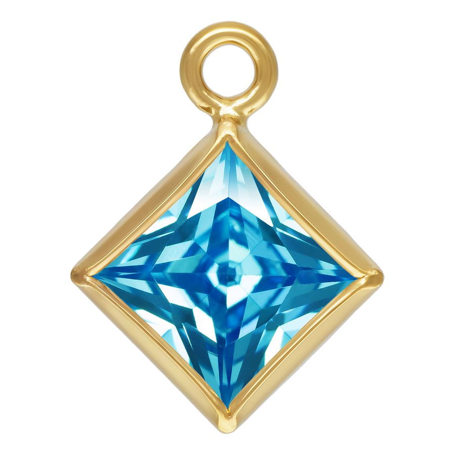 14Kt Gold Filled 4.0mm Swiss Blue 3A CZ Square Bezel Drop - 1Pc
