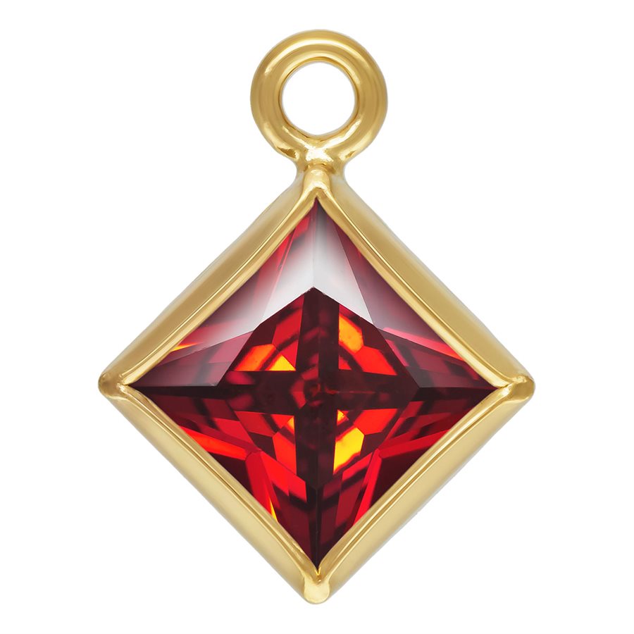 14Kt Gold Filled 4.0mm Garnet 3A CZ Square Bezel Drop - 1Pc