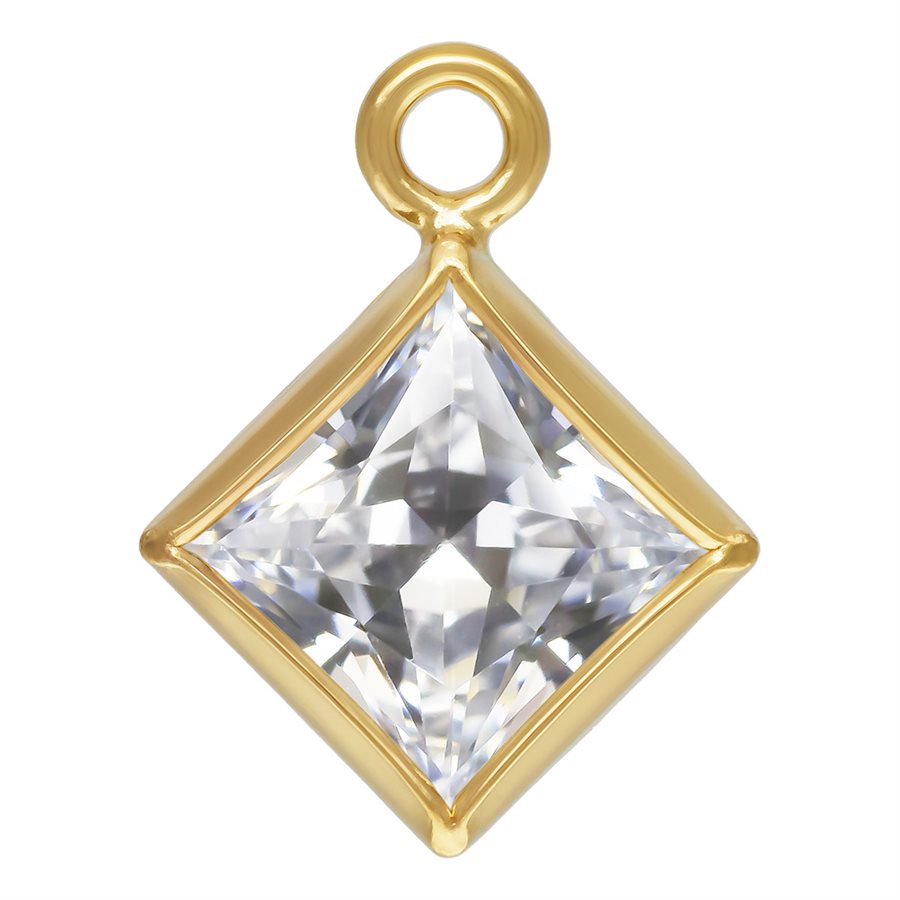 14Kt Gold Filled 4.0mm White 3A CZ Square Bezel Drop - 1Pc