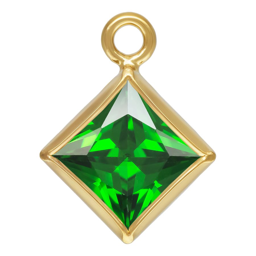 14Kt Gold Filled 4.0mm Green 3A CZ Square Bezel Drop - 1Pc