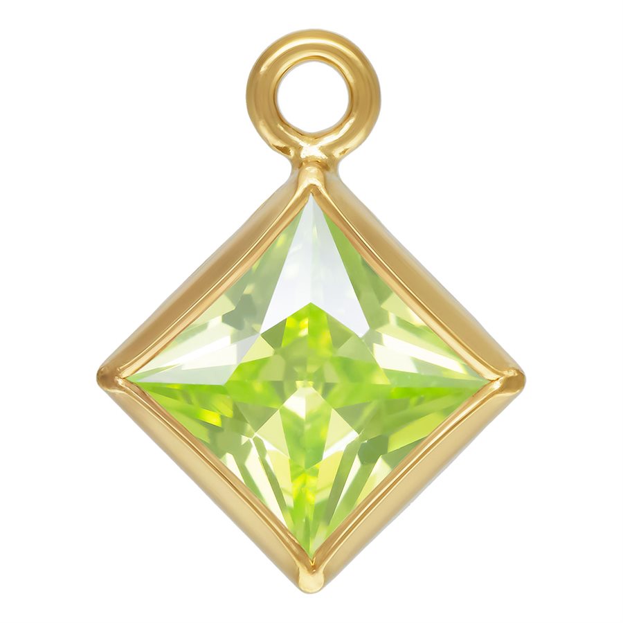 14Kt Gold Filled 4.0mm Lime 3A CZ Square Bezel Drop - 1Pc