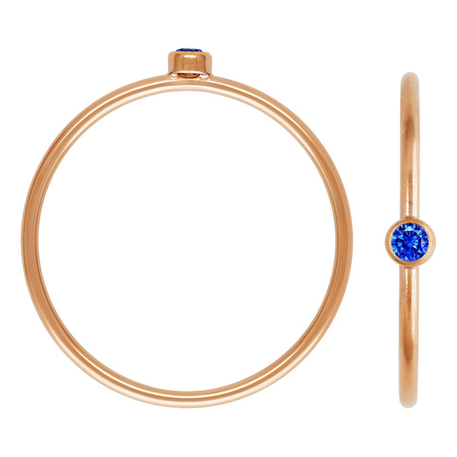 Stapelring, 14 Karat Roségold gefüllt, 2 mm, Aquablau, 3A CZ, Größe 6 – 1 Stück