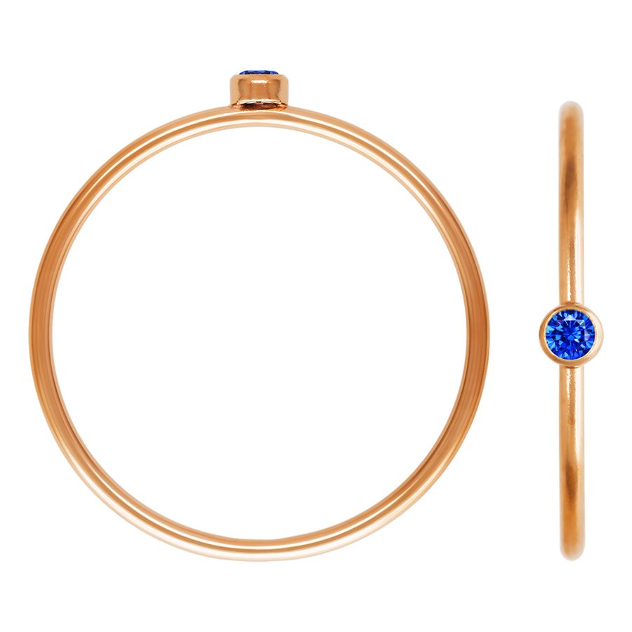 14Kt Rose Gold Filled 2mm Sapphire 3A CZ Stacking Ring Size 7 - 1pc