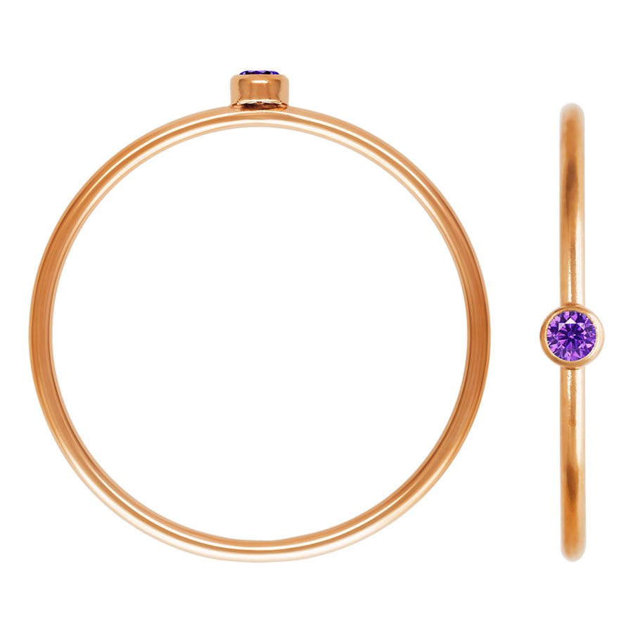 14Kt Rose Gold Filled 2mm Amethyst 3A CZ Stacking Ring Size 8 - 1pc