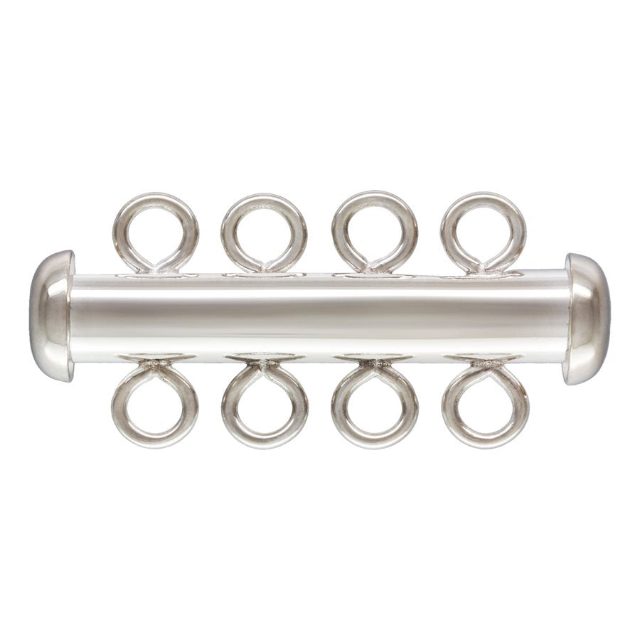 Sterling Silver Tube Clasp 26x4.3mm 4 Strand - 1pc