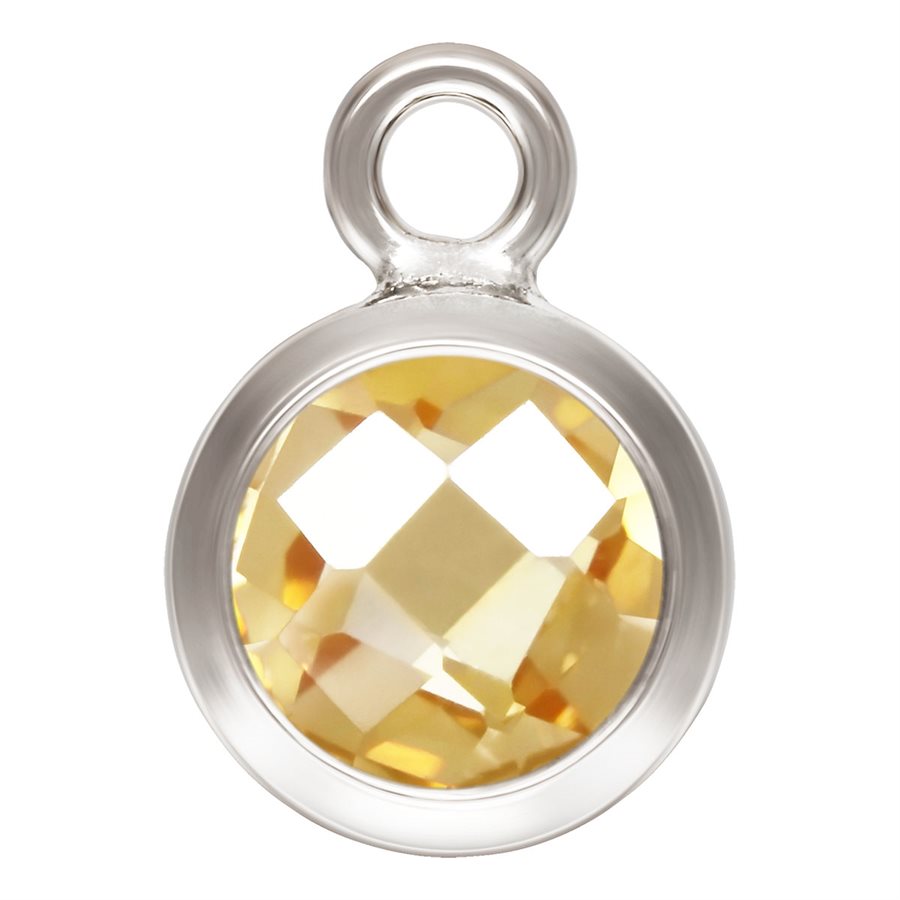 Sterling Silver Faceted Round Champagne 3A CZ Bezel Drop 4mm - 2pcs/pack