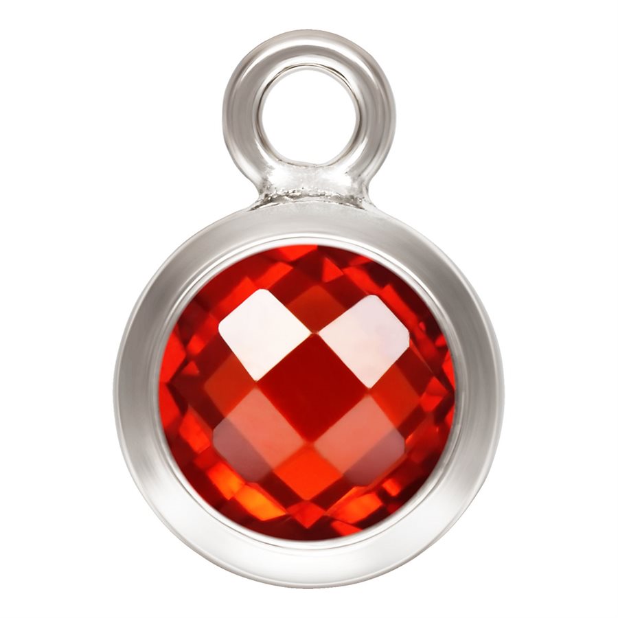 Sterling Silver Faceted Round Garnet January Birthstone 3A CZ Bezel Drop 4mm - 2pcs/pack