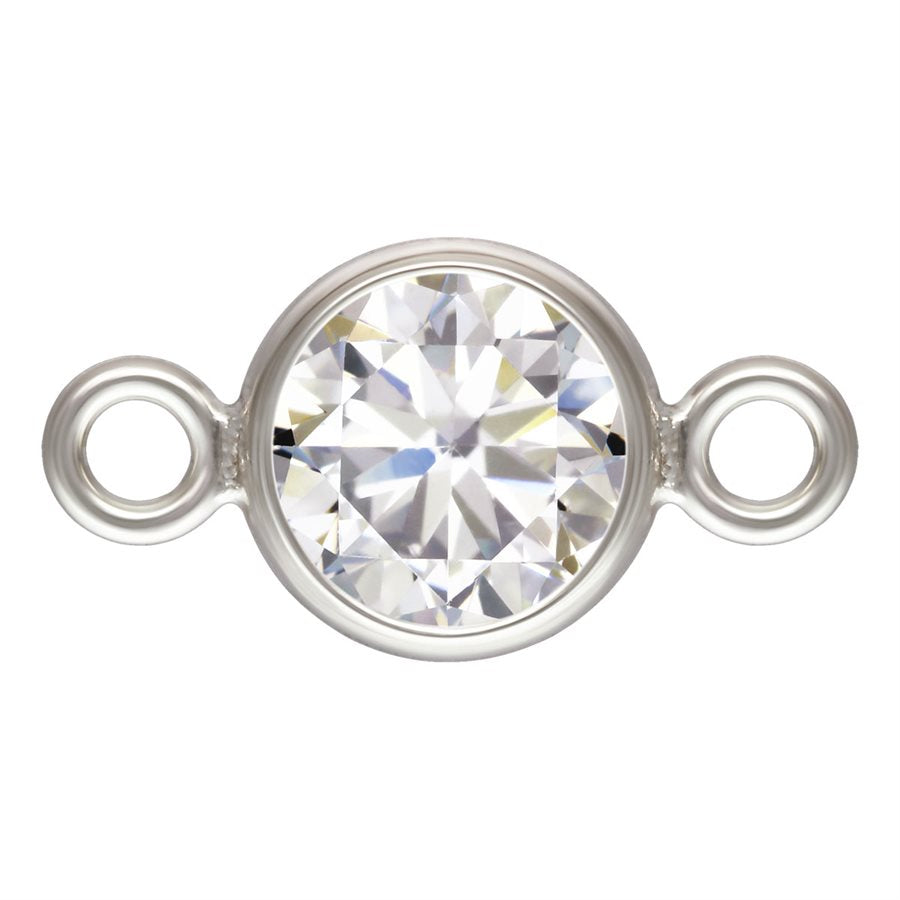 Klarer CZ-Lünettenverbinder Sterlingsilber 4 mm - 2 Stück 