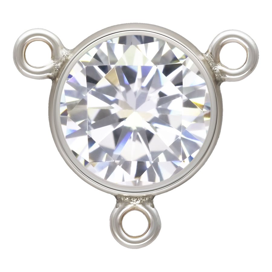 Sterling Silver 6mm 10-2 Clear 3A CZ Bezel Y-Connector - 2pcs/pack