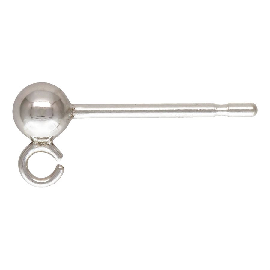 Ball Earring, Ear Studs, Sterling Silver 3mm Earrings With Ring - 5pairs/pk