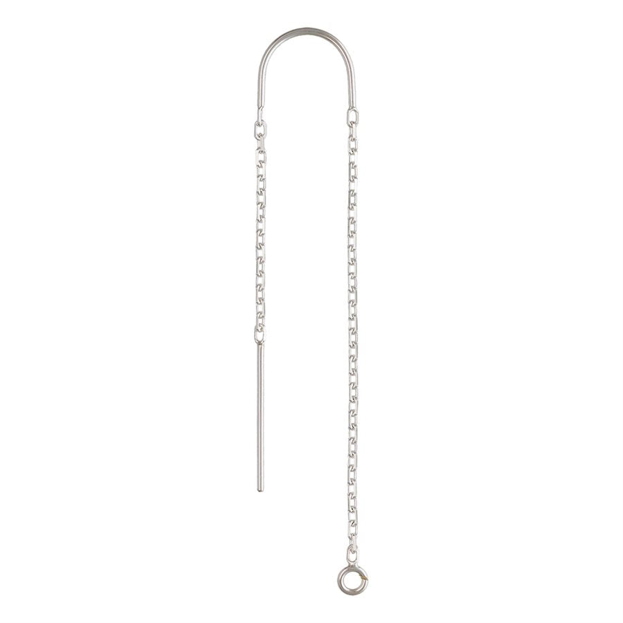 Sterling Silver Drawn Cable Chain Ear Threader with Ring - 1 pair