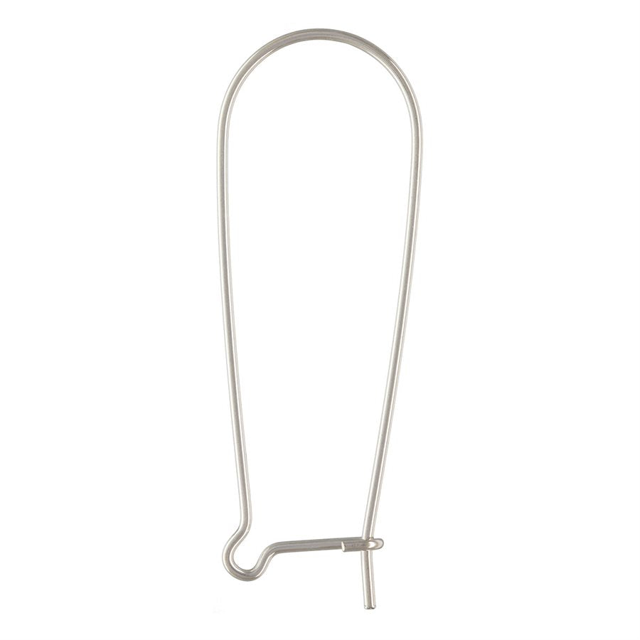 Large Kidney Ear Wires Sterling Silver 35x12mm - 1 pair