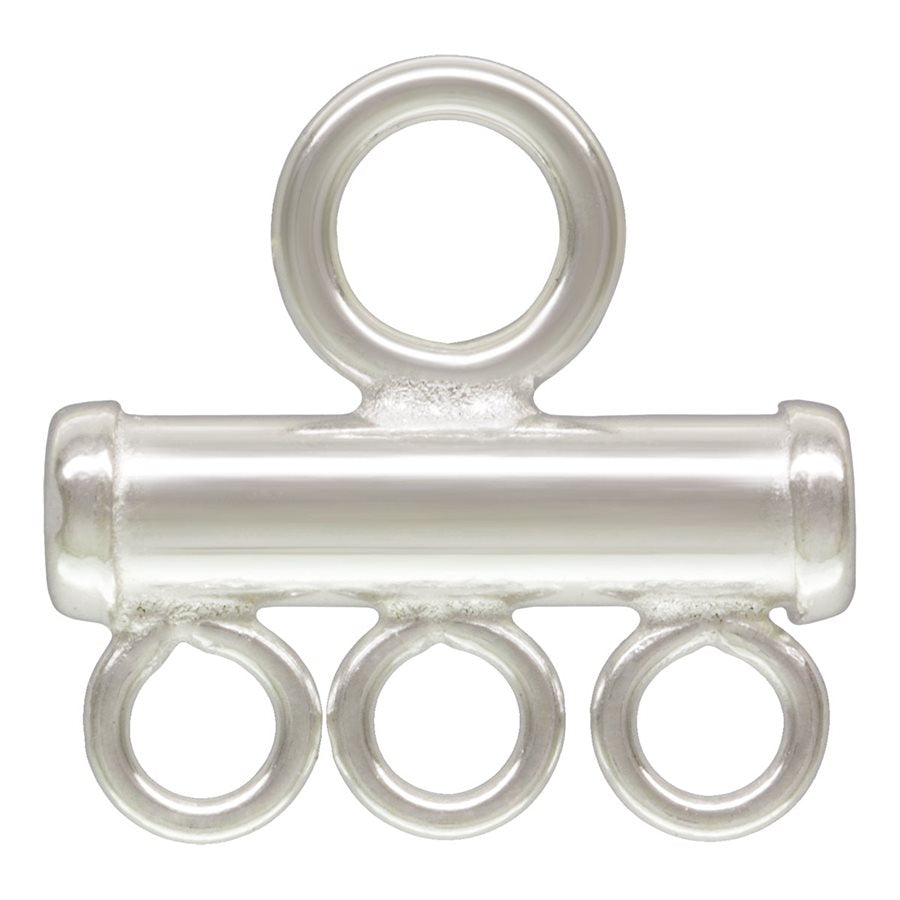 Conector de 3 filas de plata esterlina de 8,3 x 8,1 mm (5 unidades por paquete)