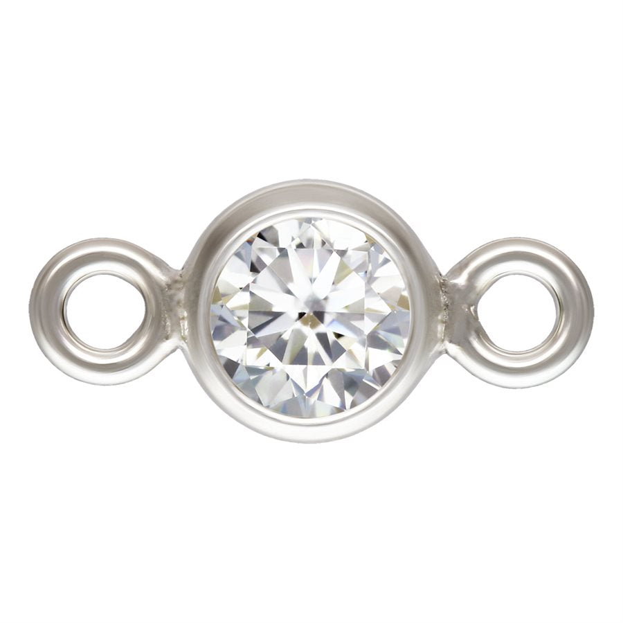 Sterling Silver 3mm Clear 3A CZ Bezel Connector - 4pcs/pack