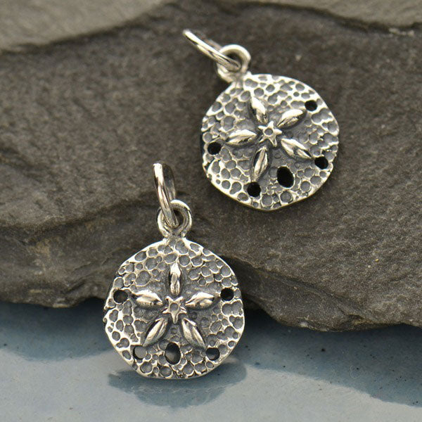 Sterling Silver Sand Dollar Charm 16.3x10mm - 1pc