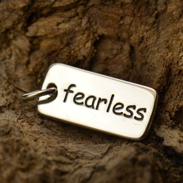 Sterling Silver 'Fearless' Tag 18x7mm - 1pc