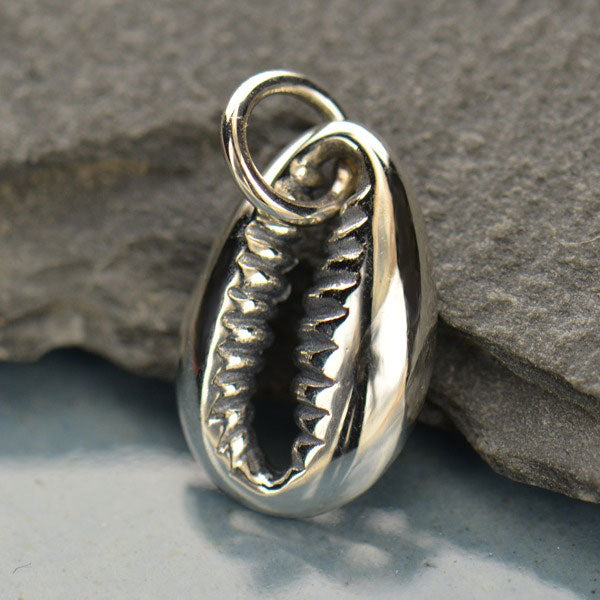 Sterling Silver Cowrie Shell Charm 15x8mm - 1pc