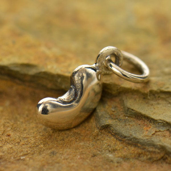 Sterling Silver Bean Charm 13.7x5mm - 1pc