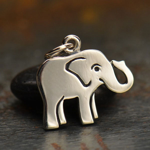 Sterling Silver Flat Plate Baby Elephant Charm 16x14mm - 1pc