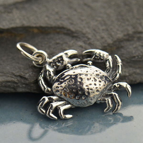Sterling Silver Crab Charm 21x13mm - 1pc