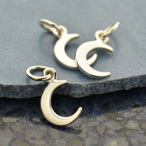 Sterling Silver Crescent Moon Charm 15x7mm 1pc Plazko