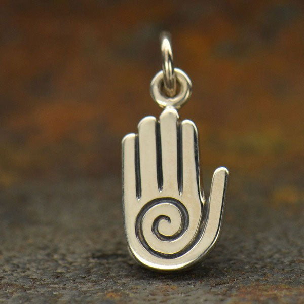 Sterling Silver Healing Hand Charm 17.5x7mm - 1pc