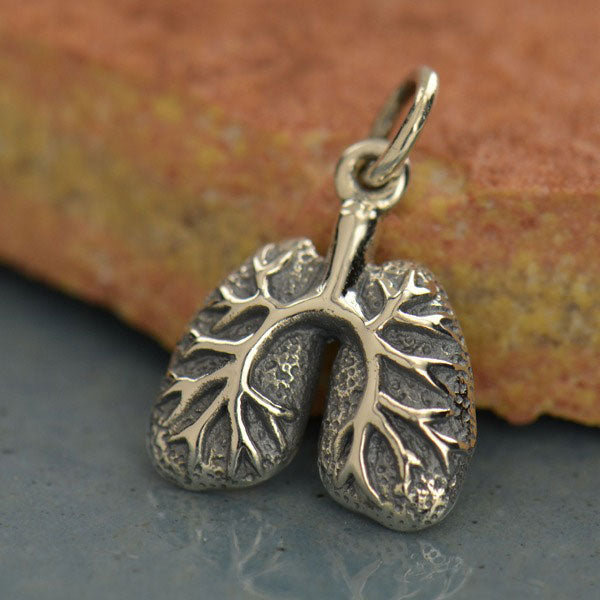 Sterling Silver Lungs Charm 18x12.5mm - 1pc