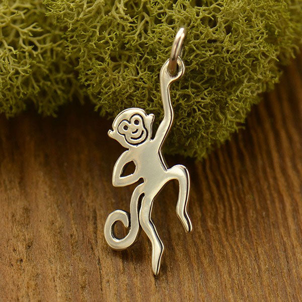 Sterling Silver Flat Plate Monkey Charm 25.5x9.4mm - 1pc – Plazko