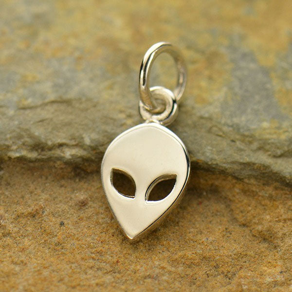 Sterling Silver Cut Out Alien Charm 15x6mm - 1pc