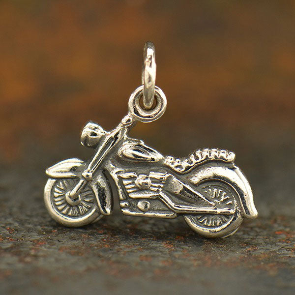 Sterling Silver 10.8x15.8mm Motorcycle Charm - 1pc