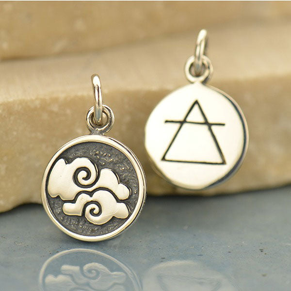 Air-And-Cloud Symbol Sterling Silver 16.5x10.3mm Charm - 1pc