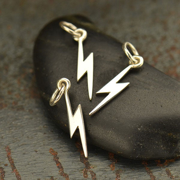 Sterling Silver Tiny Lightning Bolt 16x3.25mm Charm - 1pc