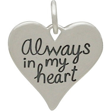 Sterling Silver 'Always In My Heart' Charm 16.5x13.7mm - 1pc
