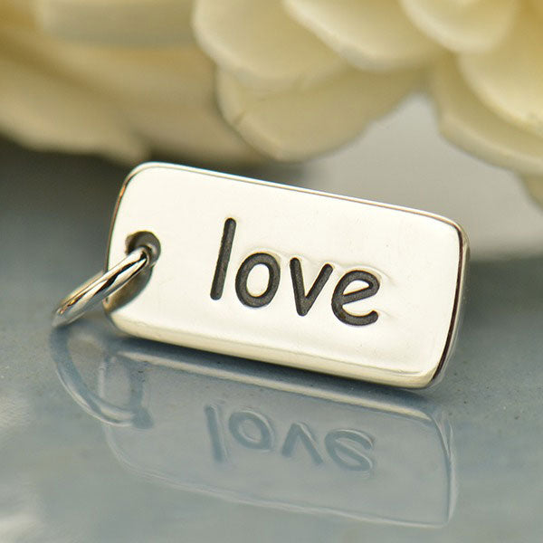 Sterling Silver 'Love' Tag 15x7mm - 1pc