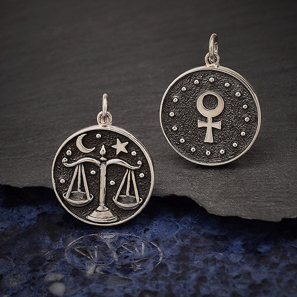 Sterling Silver Astrology Libra Pendant 24x18mm - 1Pc