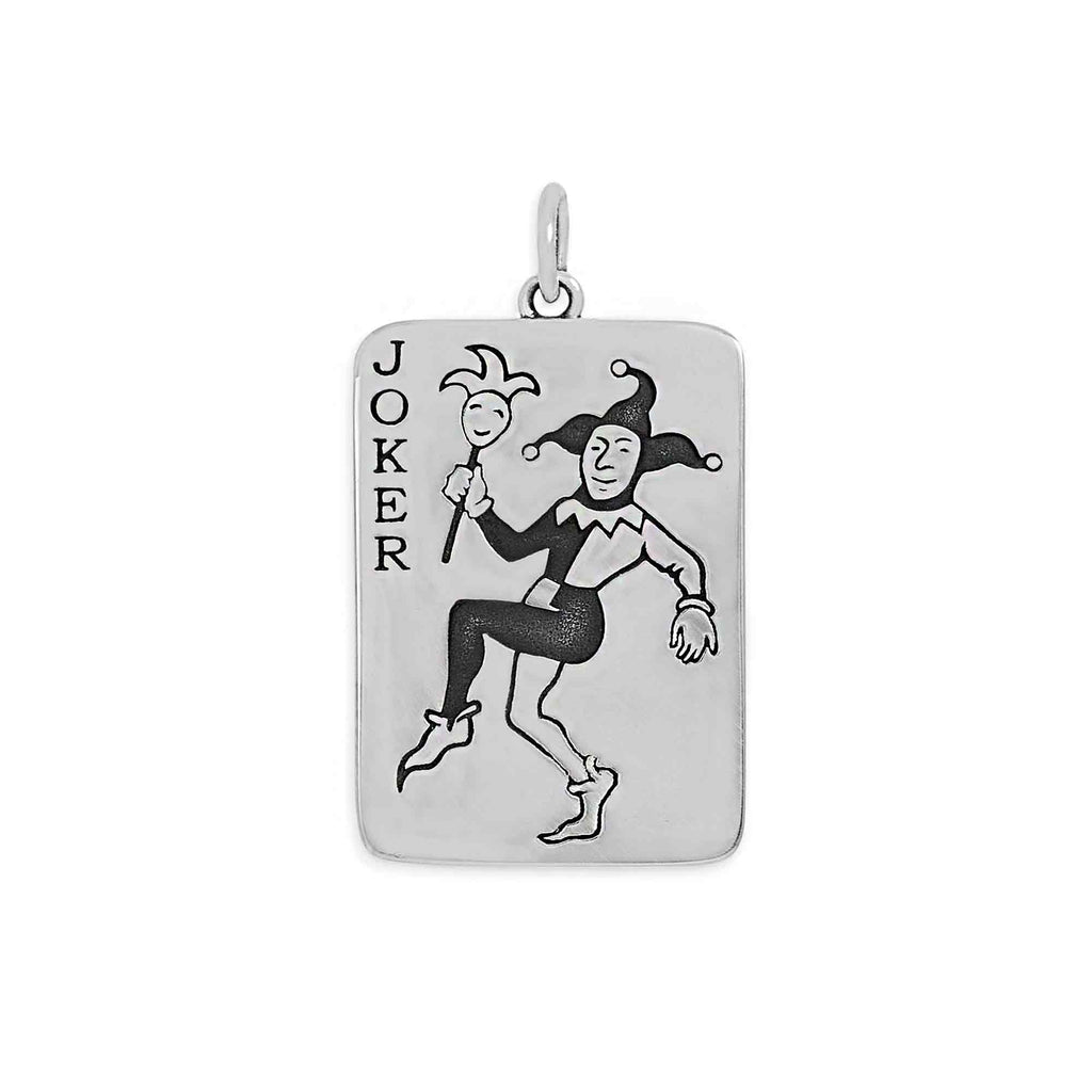 Sterling Silver Joker Playing Card Pendant 29x16mm - 1Pc