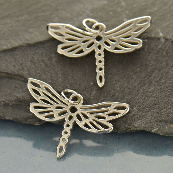 Sterling Silver Dragonfly Charm 16x25mm  - 1pc
