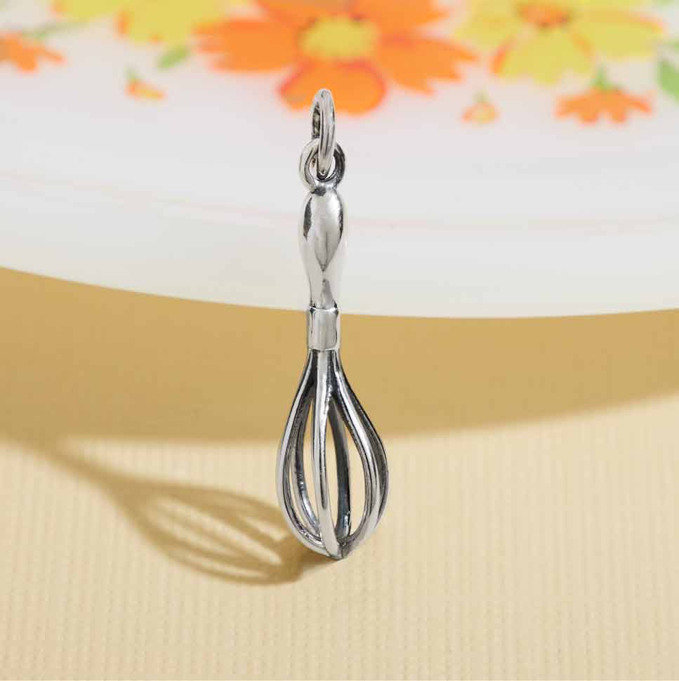 Sterling Silver Whisk Charm 26x6mm - 1Pc