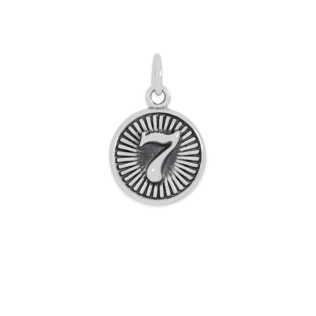 Sterling Silver Lucky 7 Coin Charm 17x11mm - 1Pc