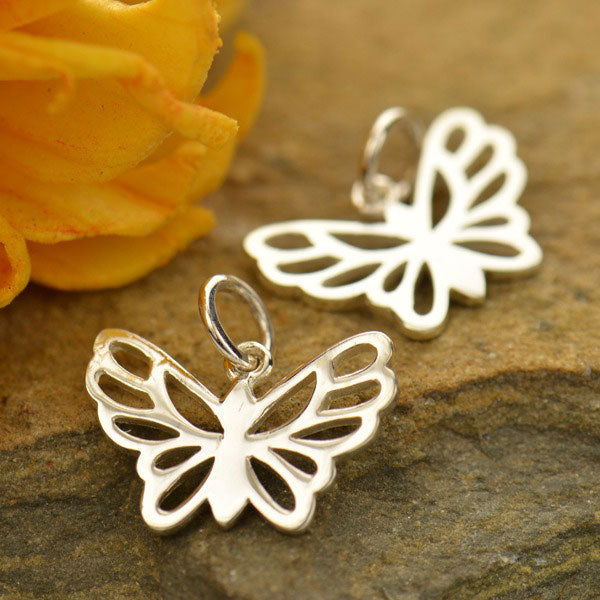 Sterling Silver Openwork Butterfly Charm 15x15mm - 1pc