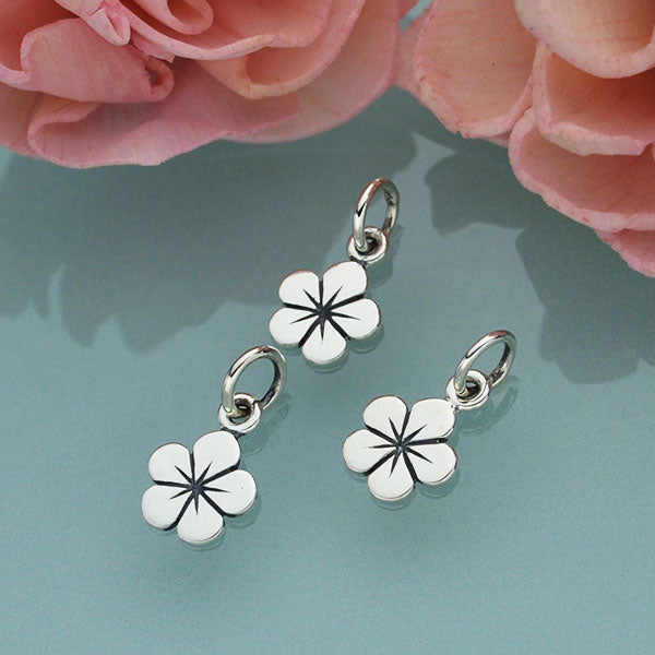 Flower Charm Sterling Silver 10x7mm - 1pc