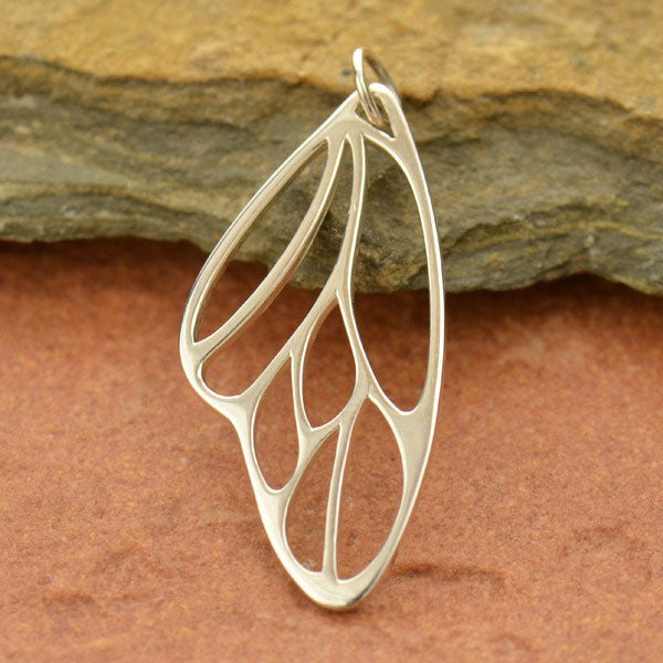 Sterling Silver Butterfly Wing Charm 40x18mm - 1pc