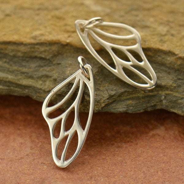 Sterling Silver Butterfly Wing Charm 25x10mm - 1 pc
