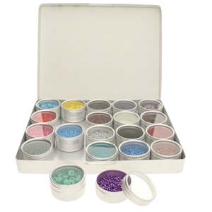 Bead Containers, Storage Boxes, Aluminium Rectangular With 20 Small Boxes  30x18mm AB20