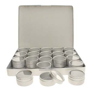 Bead Containers, Storage Boxes, Aluminium Rectangular With 20 Small Boxes 30x18mm AB20