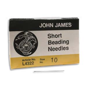English Short Beading Needles Beading #010 John James - 25pcs