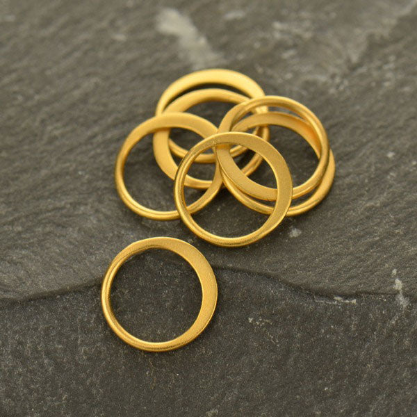 Hammered Circle Links 24Kt Gold Plated Sterling Silver 9mm - 4 pcs